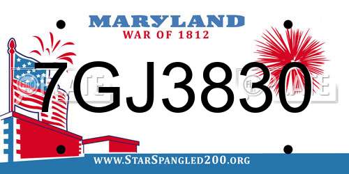 7GJ3830 Maryland License Plate