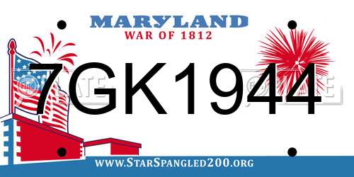 7GK1944 Maryland License Plate