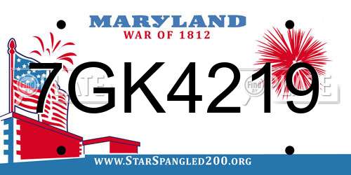 7GK4219 Maryland License Plate