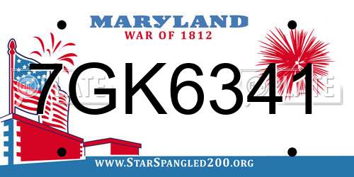 7GK6341 Maryland License Plate