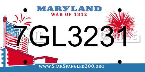 7GL3231 Maryland License Plate