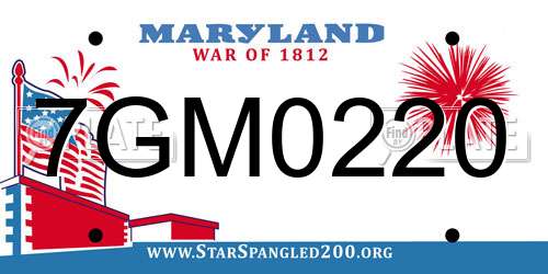 7GM0220 Maryland License Plate