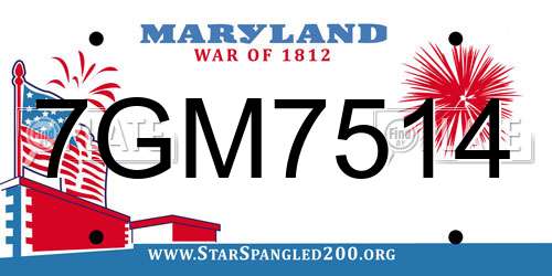7GM7514 Maryland License Plate