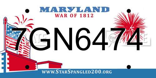 7GN6474 Maryland License Plate