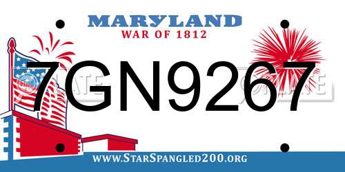 7GN9267 Maryland License Plate