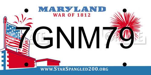 7GNM79 Maryland License Plate
