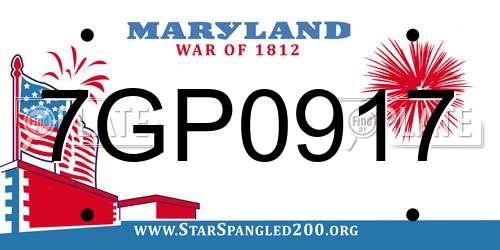 7GP0917 Maryland License Plate