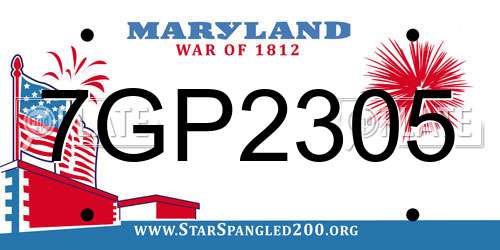 7GP2305 Maryland License Plate