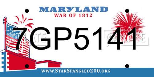 7GP5141 Maryland License Plate