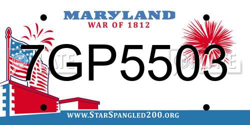 7GP5503 Maryland License Plate