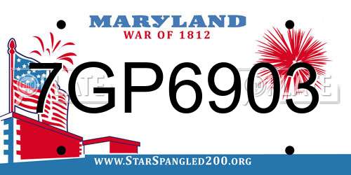 7GP6903 Maryland License Plate
