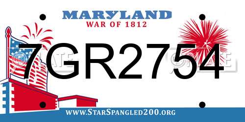 7GR2754 Maryland License Plate