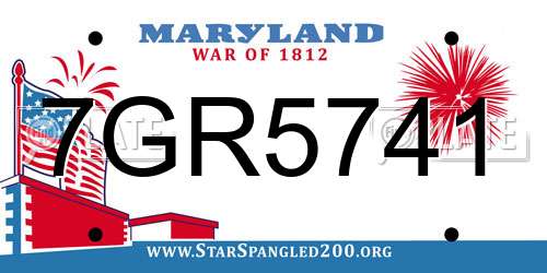 7GR5741 Maryland License Plate