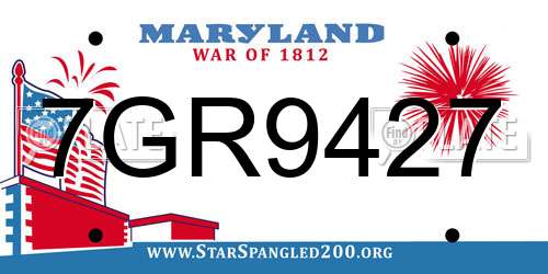 7GR9427 Maryland License Plate