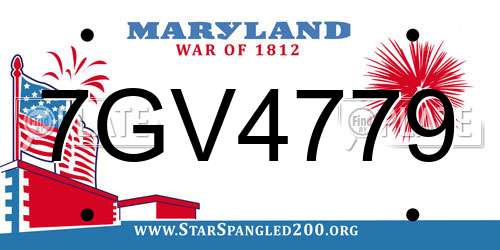 7GV4779 Maryland License Plate