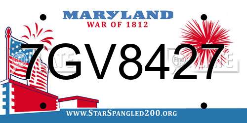 7GV8427 Maryland License Plate