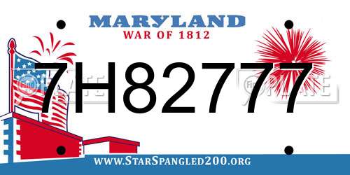 7H82777 Maryland License Plate