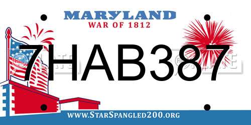 7HAB387 Maryland License Plate