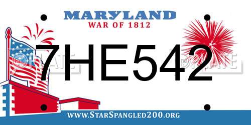 7HE542 Maryland License Plate