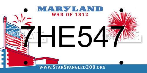 7HE547 Maryland License Plate