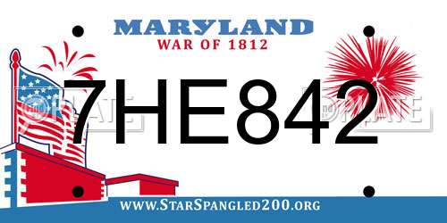7HE842 Maryland License Plate
