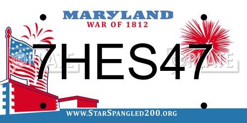 7HES47 Maryland License Plate