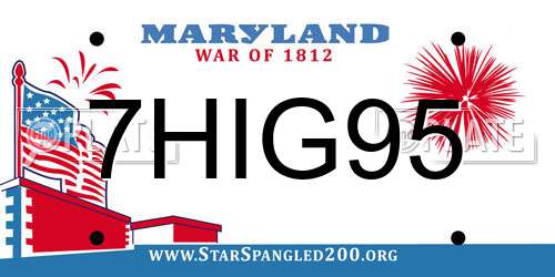 7HIG95 Maryland License Plate