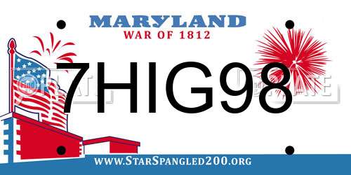 7HIG98 Maryland License Plate