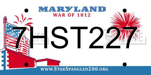 7HST227 Maryland License Plate