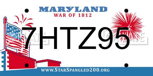 7HTZ95 Maryland License Plate