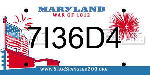7I36D4 Maryland License Plate