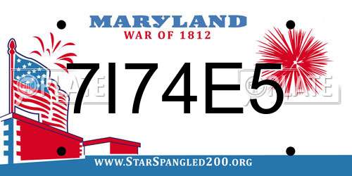 7I74E5 Maryland License Plate
