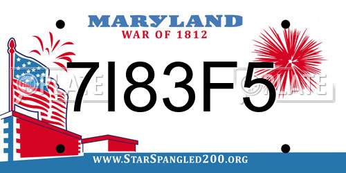 7I83F5 Maryland License Plate