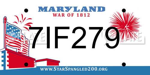 7IF279 Maryland License Plate