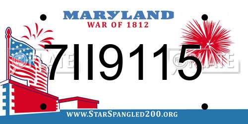 7II9115 Maryland License Plate