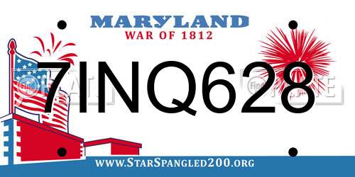 7INQ628 Maryland License Plate