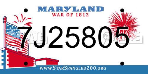7J25805 Maryland License Plate