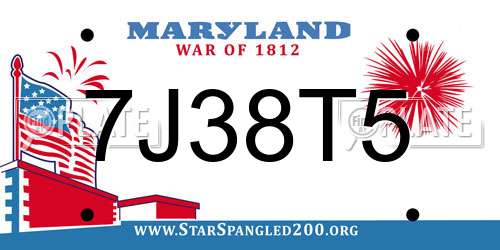 7J38T5 Maryland License Plate