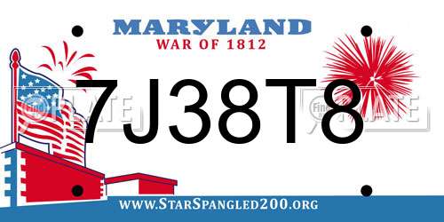 7J38T8 Maryland License Plate
