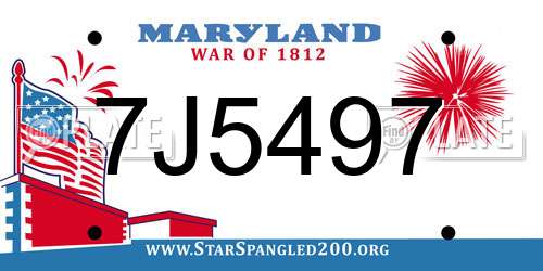 7J5497 Maryland License Plate