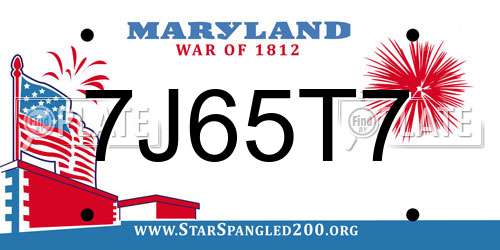 7J65T7 Maryland License Plate