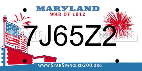 7J65Z2 Maryland License Plate