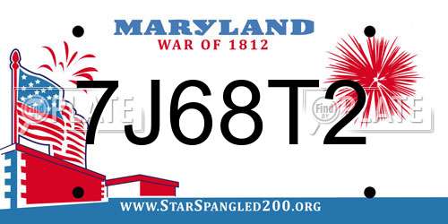 7J68T2 Maryland License Plate