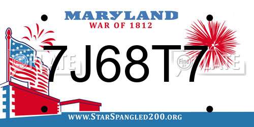 7J68T7 Maryland License Plate