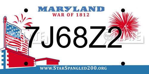7J68Z2 Maryland License Plate