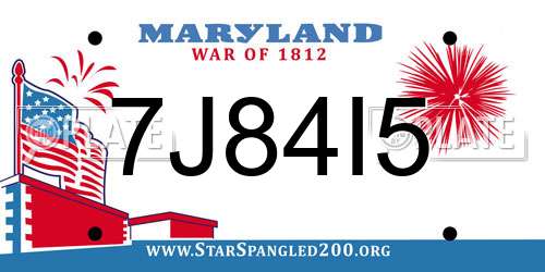 7J84I5 Maryland License Plate