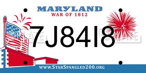 7J84I8 Maryland License Plate
