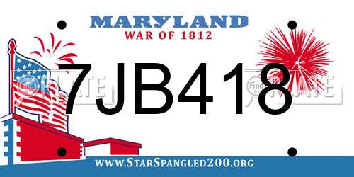 7JB418 Maryland License Plate