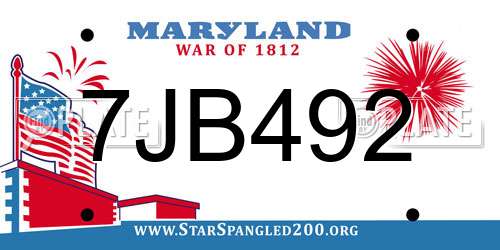 7JB492 Maryland License Plate