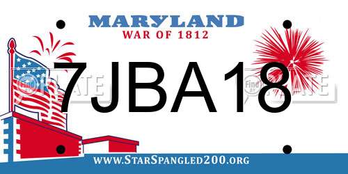 7JBA18 Maryland License Plate